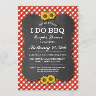 I DO BBQ Couple's Showers Red Sunflower Invite