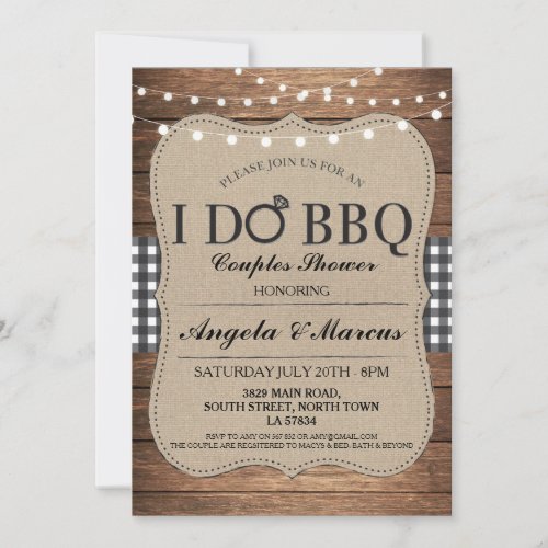 I DO BBQ Couples Showers Rustic Gingham Invite