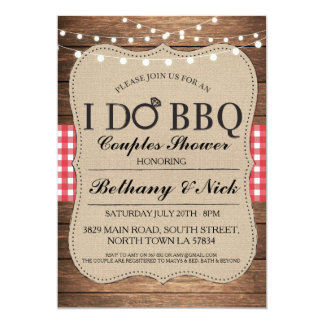 I DO BBQ Couples Showers Rustic Lights Invite