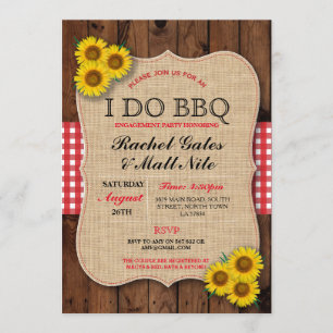 I DO BBQ Couples Showers Rustic Sunflower Invite