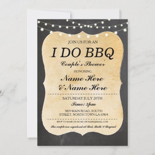 I DO BBQ Couples Showers Rustic Wood Invite