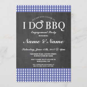 I DO BBQ Engagement Chalk Navy Ring Invite