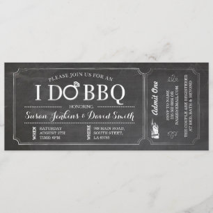 I DO BBQ Engagement Chalkboard Ticket Invitation