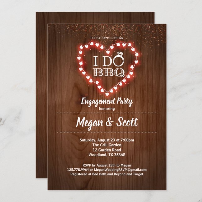 I do BBQ engagement / couples shower invitation (Front/Back)