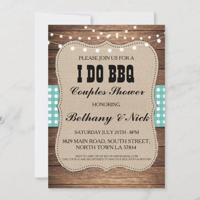 I DO BBQ Engagement Couples Showers Rustic Invite (Front)