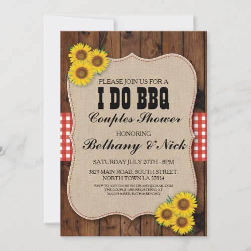 I DO BBQ Engagement Couples Showers Rustic Invite