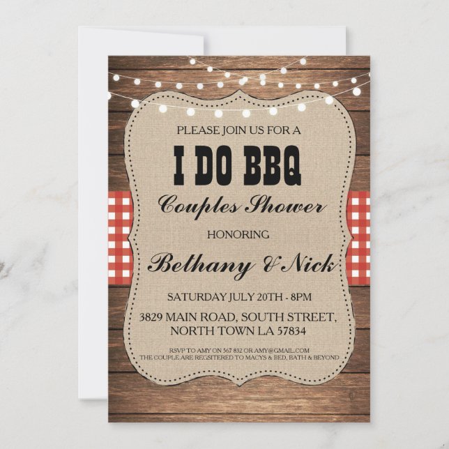 I DO BBQ Engagement Couples Showers Rustic Invite (Front)