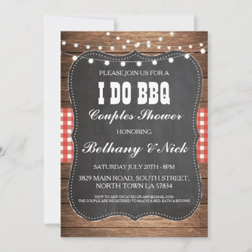 I DO BBQ Engagement Couples Showers Rustic Invite