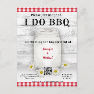 I Do BBQ Engagement Invitation QR Code Postcard