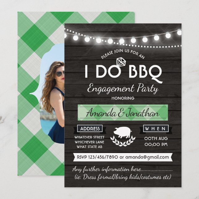 I DO BBQ Engagement Party add photo Invitation (Front/Back)