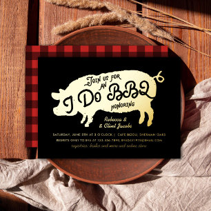 I Do BBQ Engagement Party Black Gold Foil Invitation