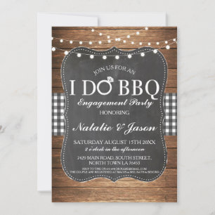 I DO BBQ Engagement Party Black White Shower Invitation