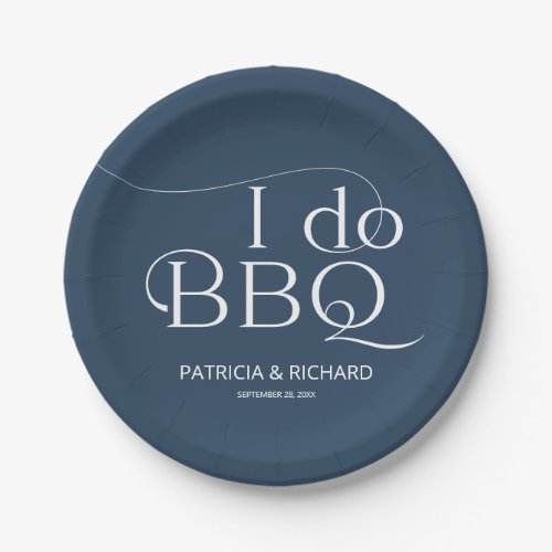 I do BBQ Engagement Party Blue Paper Plates