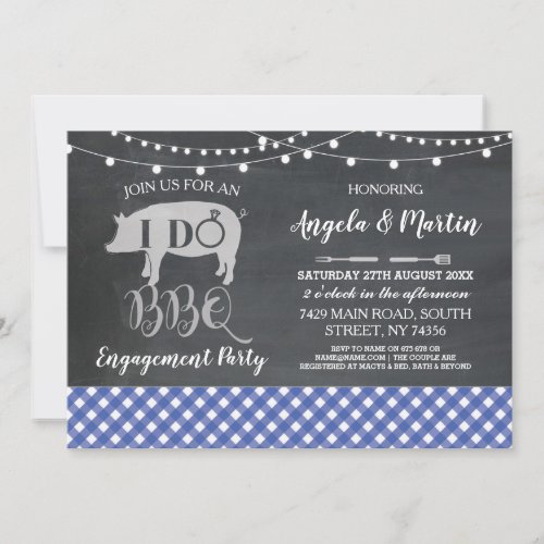 I DO BBQ Engagement Party Blue Shower Invite