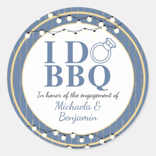 I Do BBQ Engagement Party Couples Shower Classic Round Sticker