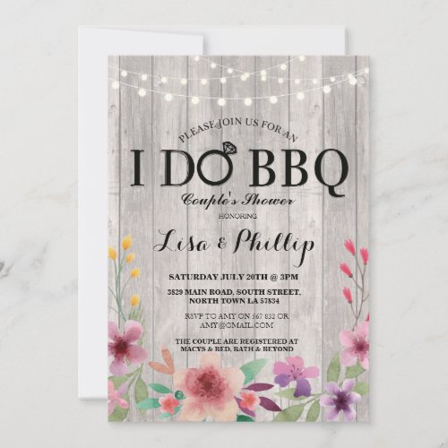 I DO BBQ Engagement Party Couples Shower Floral Invitation