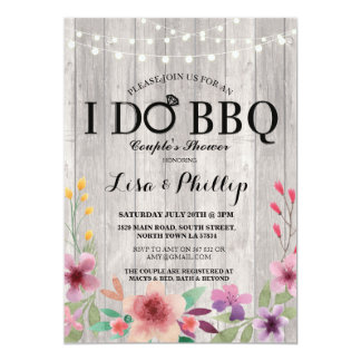 I DO BBQ Engagement Party Couple's Shower Floral Invitation