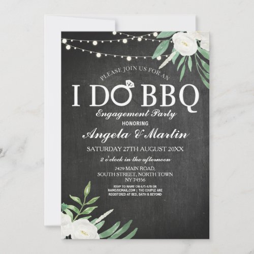 I DO BBQ Engagement Party Couples Shower Flowers Invitation