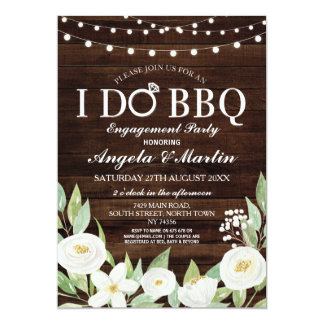 I DO BBQ Engagement Party Couples Shower Flowers Invitation