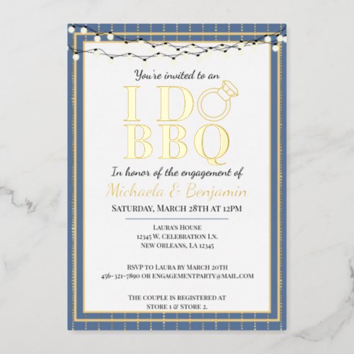 I Do BBQ Engagement Party Couples Shower Foil Invitation
