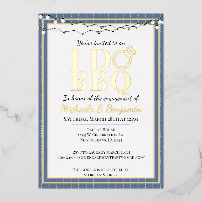 I Do BBQ Engagement Party Couples Shower Foil Invitation (Front)