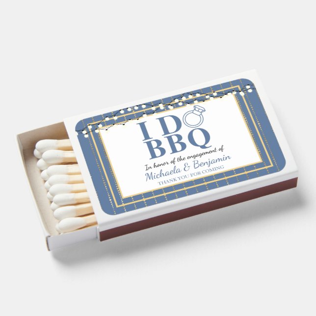 I Do BBQ Engagement Party Couples Shower Matchboxes (Front Open)