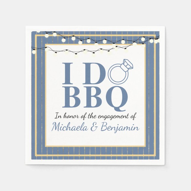 I Do BBQ Engagement Party Couples Shower Napkins (Front)