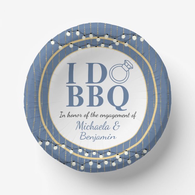 I Do BBQ Engagement Party Couples Shower Paper Bowls (Front)