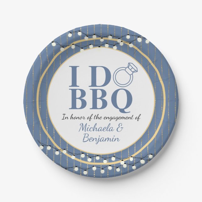 I Do BBQ Engagement Party Couples Shower Paper Plates (Front)