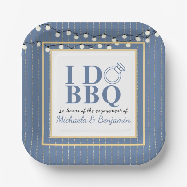 I Do BBQ Engagement Party Couples Shower Paper Plates (Front)