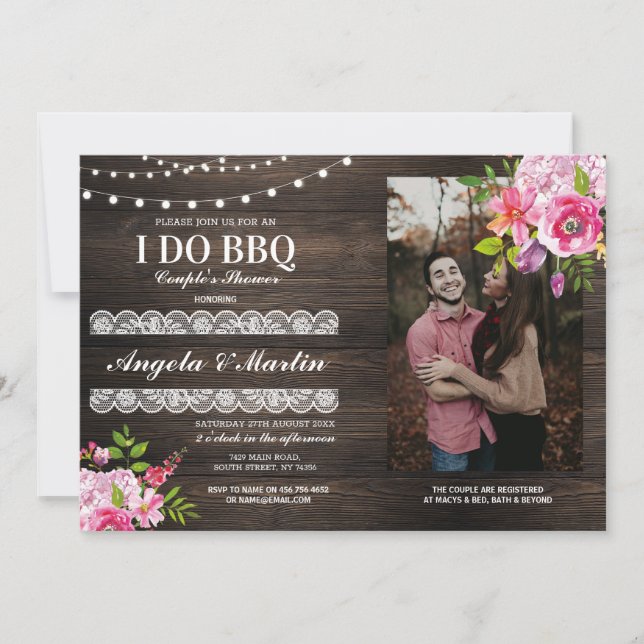 I DO BBQ Engagement Party Couples Shower Photo Invitation (Front)