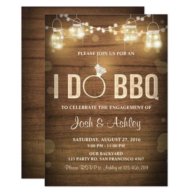 I Do BBQ Engagement Party Couples Shower Rustic Invitation