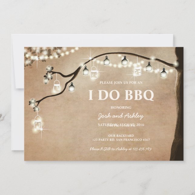 I Do BBQ Engagement Party Couples shower Rustic Invitation (Front)