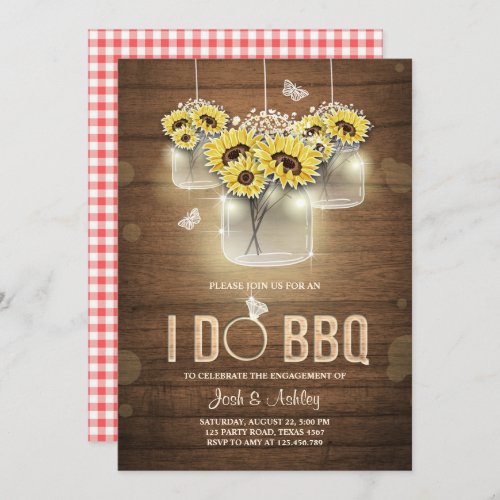 I Do BBQ Engagement Party Couples shower Rustic Invitation