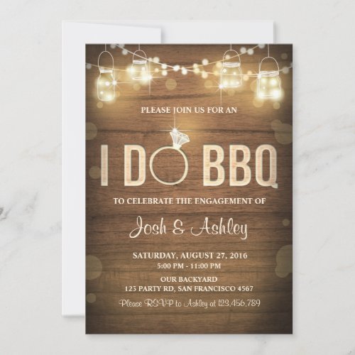 I Do BBQ Engagement Party Couples shower Rustic Invitation