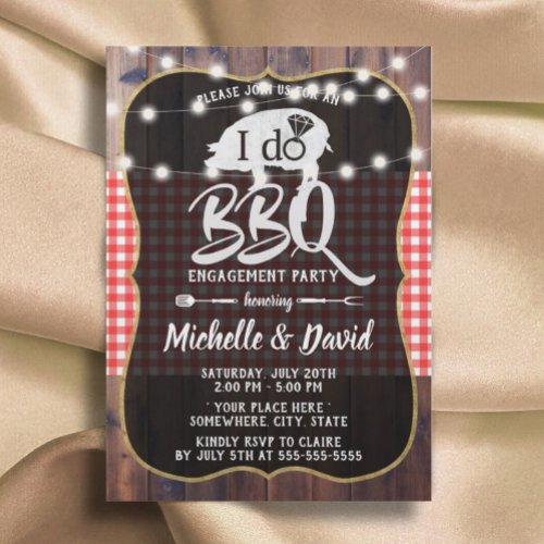 I DO BBQ Engagement Party Couples Shower Vintage Invitation