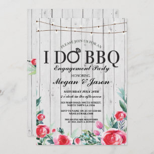 I DO BBQ Engagement Party Gray Wood Invitation