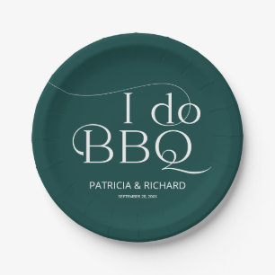 I do BBQ Engagement Party Green Paper Plates