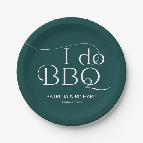 I do BBQ Engagement Party Green Paper Plates