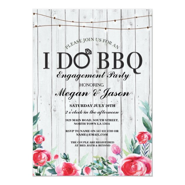 I DO BBQ Engagement Party Grey Wood Invitation