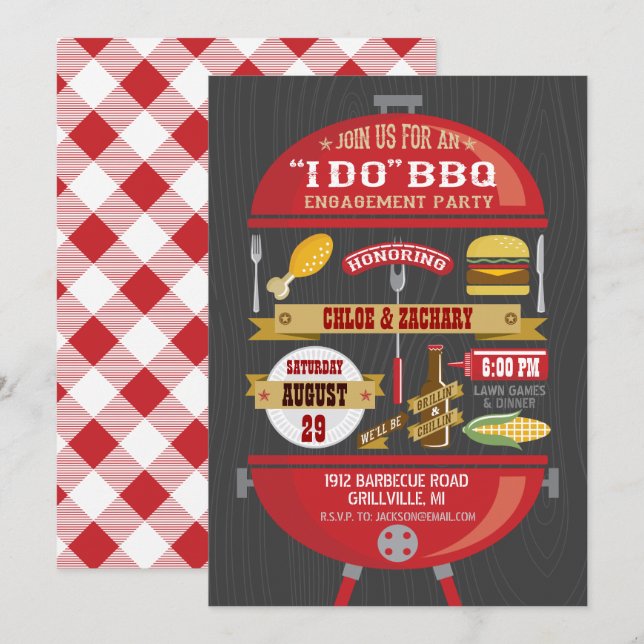 " I DO " BBQ Engagement Party Invitation (Front/Back)