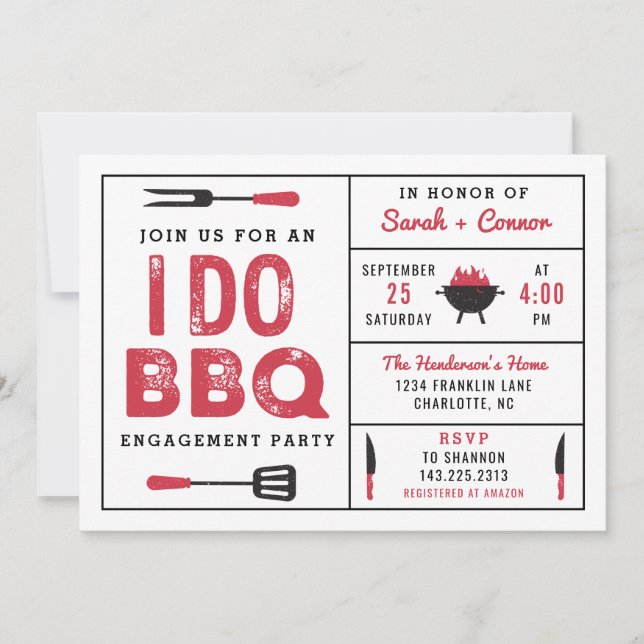 I Do BBQ Engagement Party Invitation (Front)