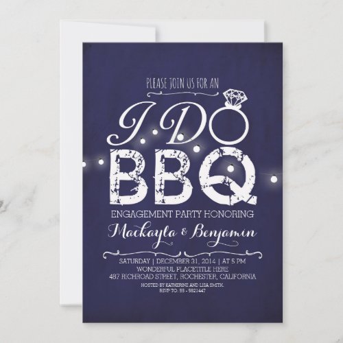 I do BBQ engagement party invitation NAVY