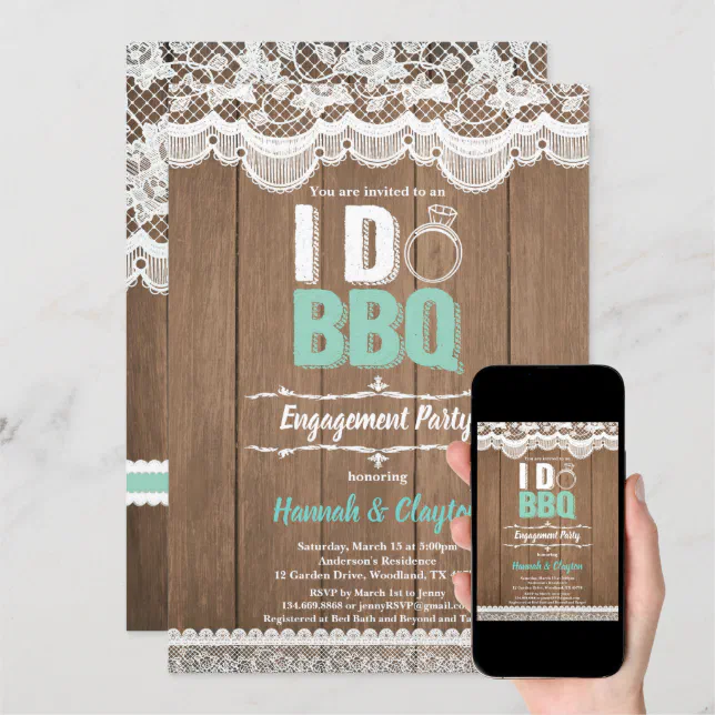 I Do Bbq Engagement Party Invitation Rustic Wood Invitation Zazzle