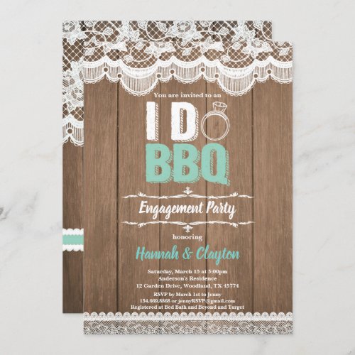 I do BBQ engagement party invitation Rustic wood Invitation