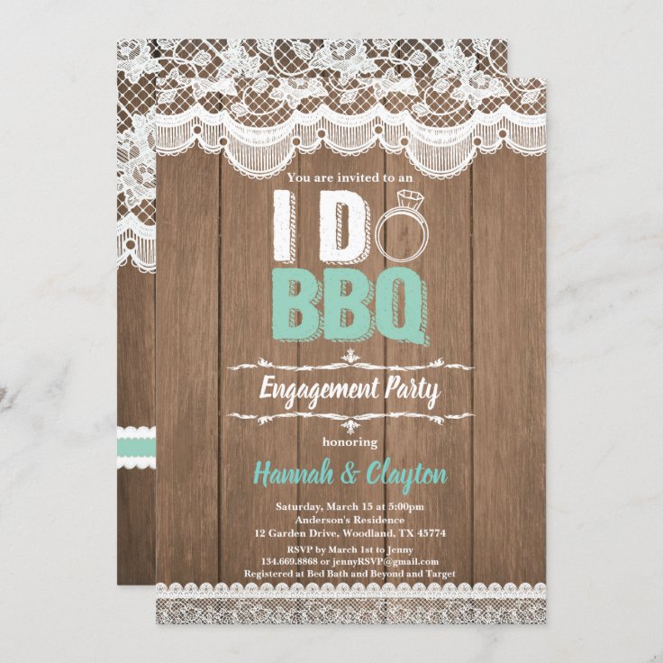 I Do Bbq Engagement Party Invitation Rustic Wood Invitation Zazzle