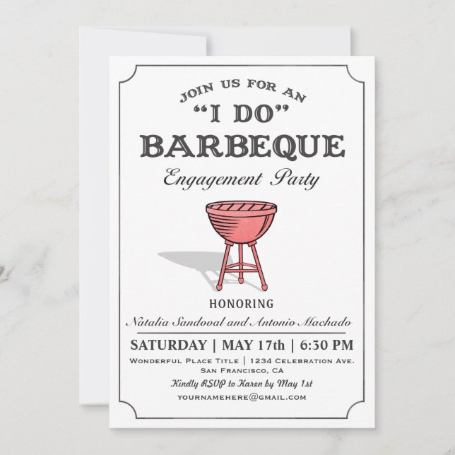 I DO BBQ Engagement Party Invitations (Front)