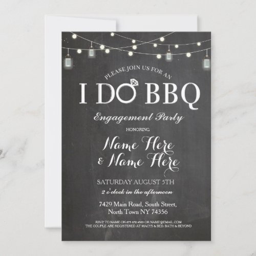 I DO BBQ Engagement Party Lights Jars Invite