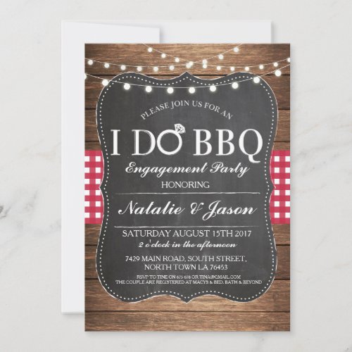 I DO BBQ Engagement Party Maroon Shower Invite