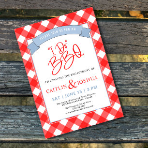 I Do BBQ Engagement Party Red Plaid Invitation